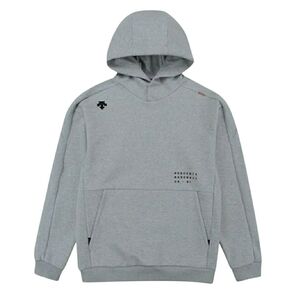 Descente Baseball Sweat Pullover Hoodie Light Gray NEW